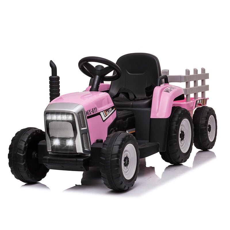 Load image into Gallery viewer, 12V Battery Powered Kids Ride-On Tractor with Detachable Trailer and LED Lights
