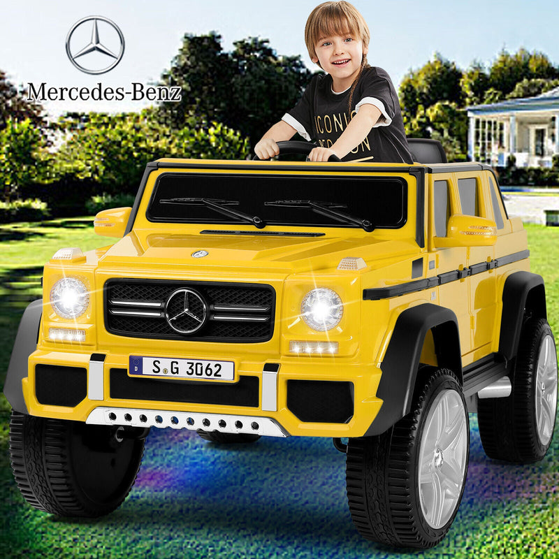 Load image into Gallery viewer, Mercedes-Benz Truck 12V Battery Ride On Car for Kids with 3 Speeds, LED Lights, Music, and Remote Control - Yellow
