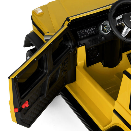 Mercedes-Benz Truck 12V Battery Ride On Car for Kids with 3 Speeds, LED Lights, Music, and Remote Control - Yellow