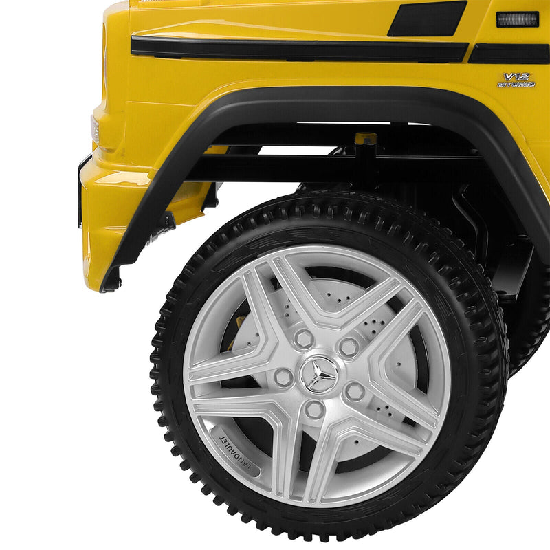 Load image into Gallery viewer, Mercedes-Benz Truck 12V Battery Ride On Car for Kids with 3 Speeds, LED Lights, Music, and Remote Control - Yellow
