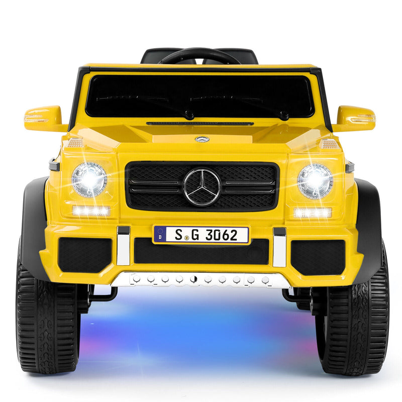 Load image into Gallery viewer, Mercedes-Benz Truck 12V Battery Ride On Car for Kids with 3 Speeds, LED Lights, Music, and Remote Control - Yellow
