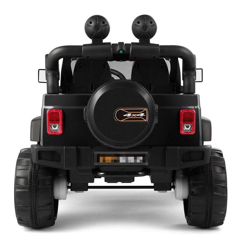 Load image into Gallery viewer, 12V Battery Powered Kids Ride-On Truck with MP3, LED Lights, Remote Control, and Cover - Black
