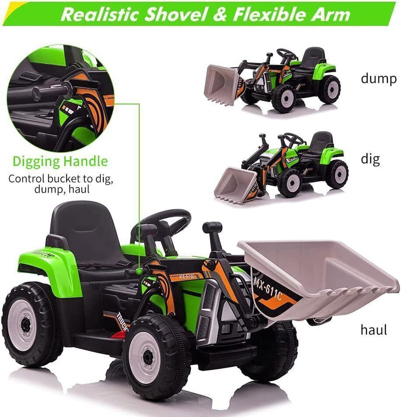 Load image into Gallery viewer, 12V Battery-Powered Ride-On Excavator with Remote Control and Bucket for Kids

