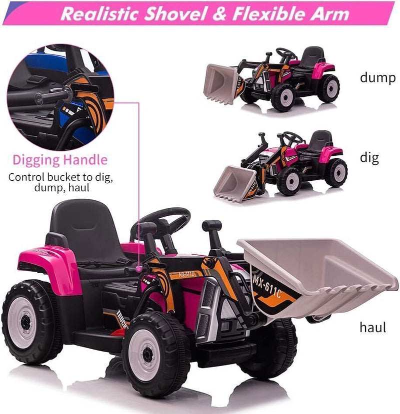 Load image into Gallery viewer, 12V Battery-Powered Ride-On Excavator with Remote Control and Bucket for Kids
