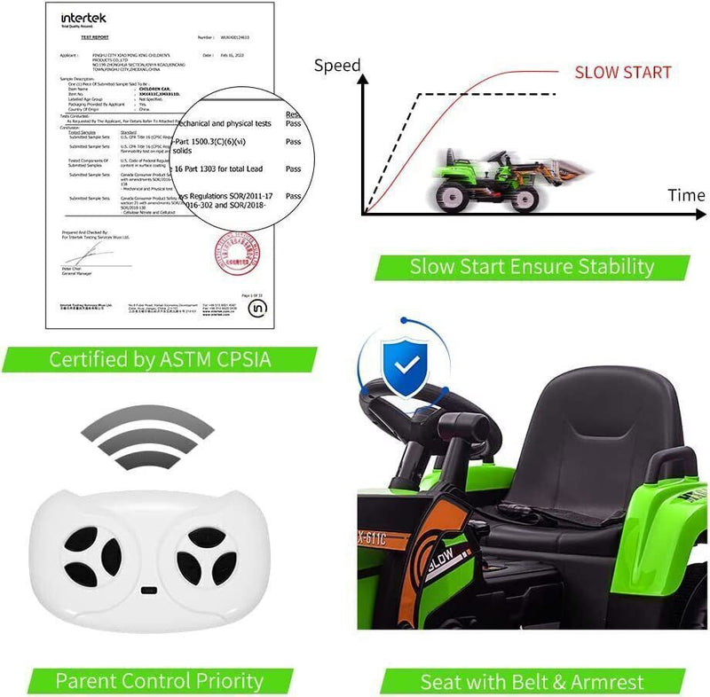 Load image into Gallery viewer, 12V Battery-Powered Ride-On Excavator with Remote Control and Bucket for Kids
