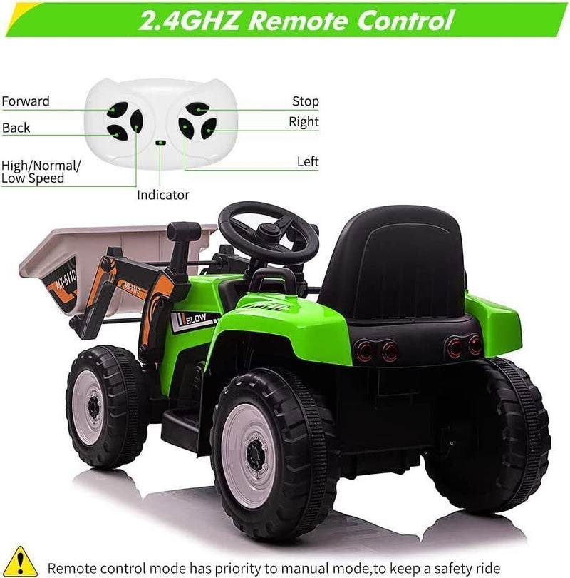 Load image into Gallery viewer, 12V Battery-Powered Ride-On Excavator with Remote Control and Bucket for Kids
