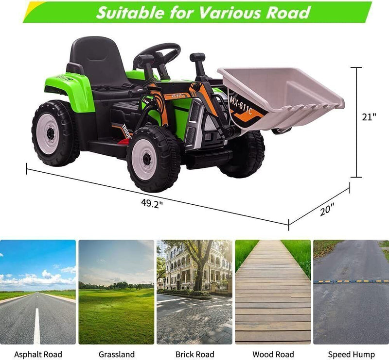 Load image into Gallery viewer, 12V Battery-Powered Ride-On Excavator with Remote Control and Bucket for Kids
