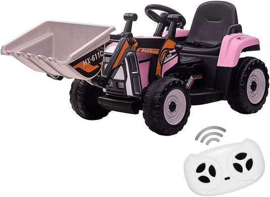 12V Battery-Powered Ride-On Excavator with Remote Control and Bucket for Kids