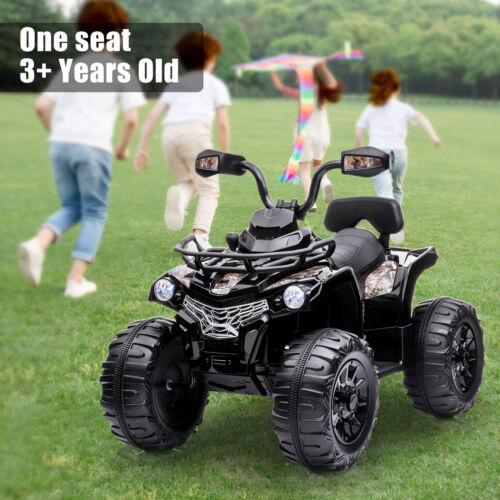 12V Battery Powered Ride On Quad ATV Toy with LED Headlights for Kids