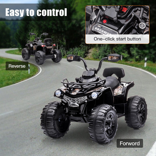 12V Battery Powered Ride On Quad ATV Toy with LED Headlights for Kids