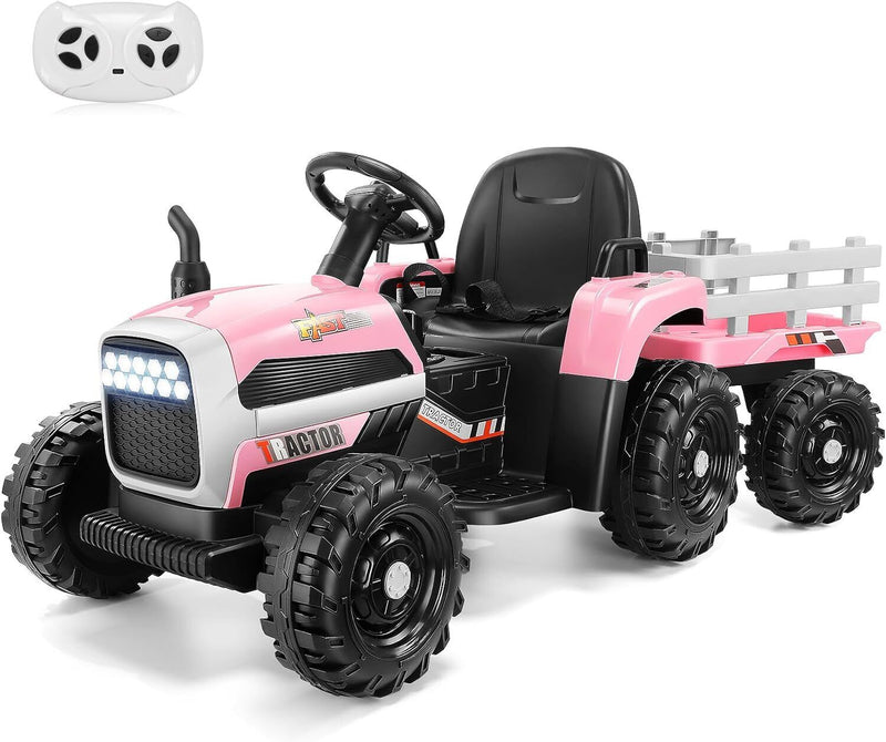 Load image into Gallery viewer, 12V Battery-Powered Ride-On Tractor with Trailer and Remote Control - 2 * 30W Toy for Kids
