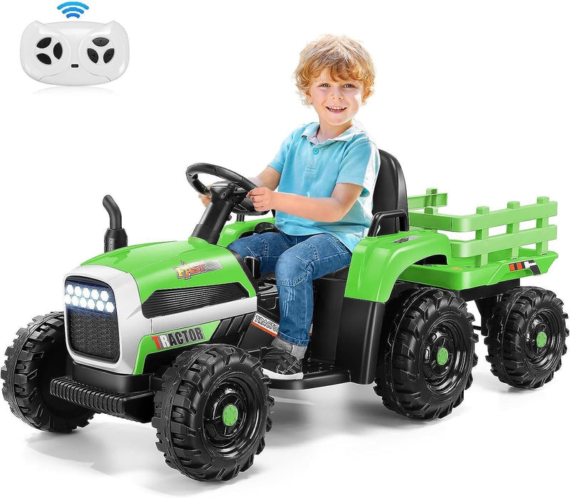 Load image into Gallery viewer, 12V Battery-Powered Ride-On Tractor with Trailer and Remote Control - 2 * 30W Toy for Kids
