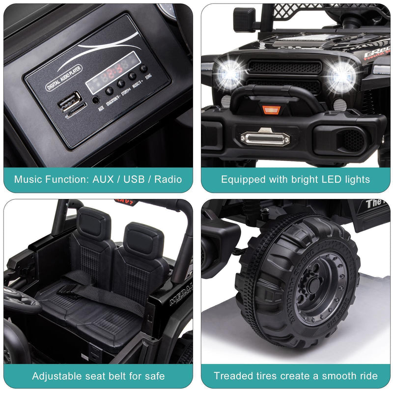 Load image into Gallery viewer, 12V Battery Powered Ride On Truck with 2 Front LED Lights - Perfect Gift for Kids

