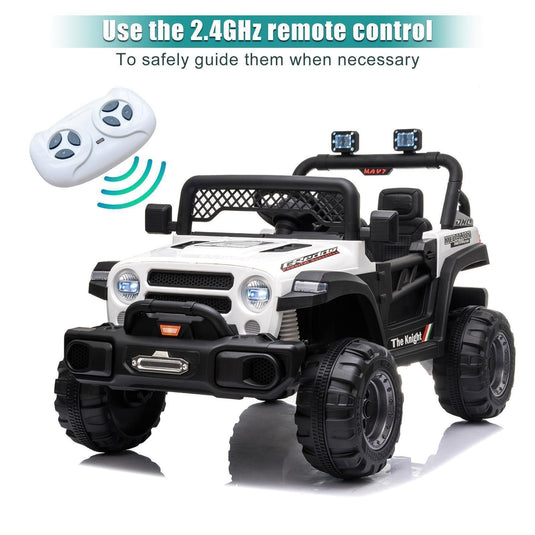 12V Battery Powered Ride On Truck with 2 Front LED Lights - Perfect Gift for Kids