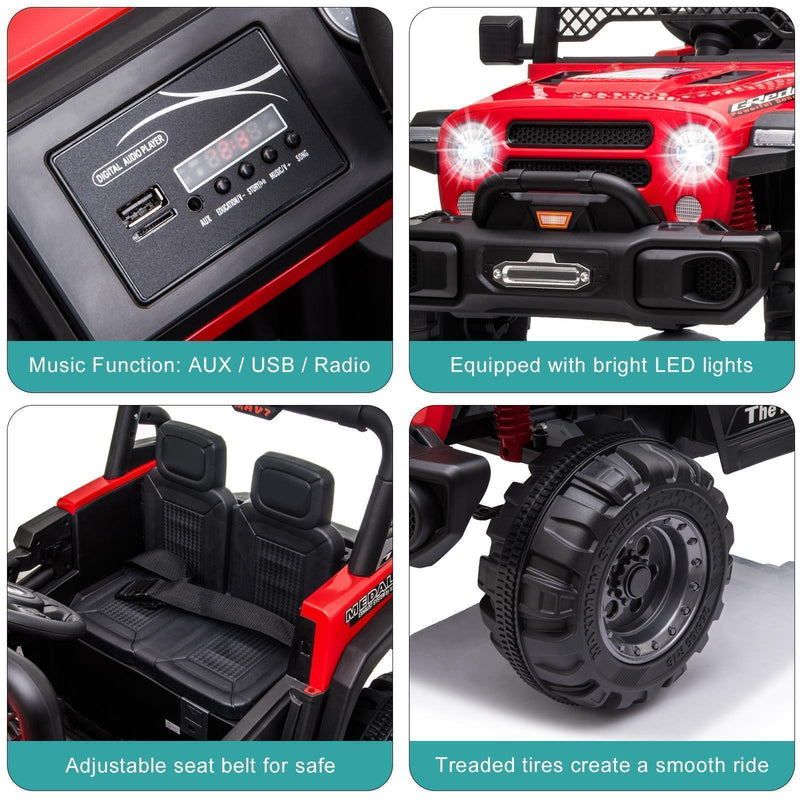 Load image into Gallery viewer, 12V Battery Powered Ride On Truck with 2 Front LED Lights - Perfect Gift for Kids
