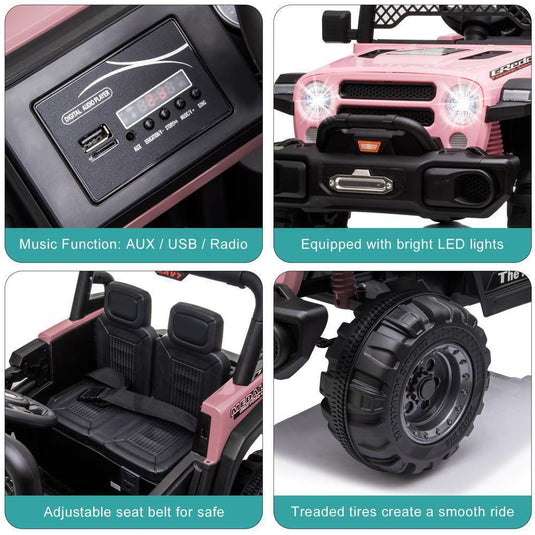 12V Battery Powered Ride On Truck with 2 Front LED Lights - Perfect Gift for Kids