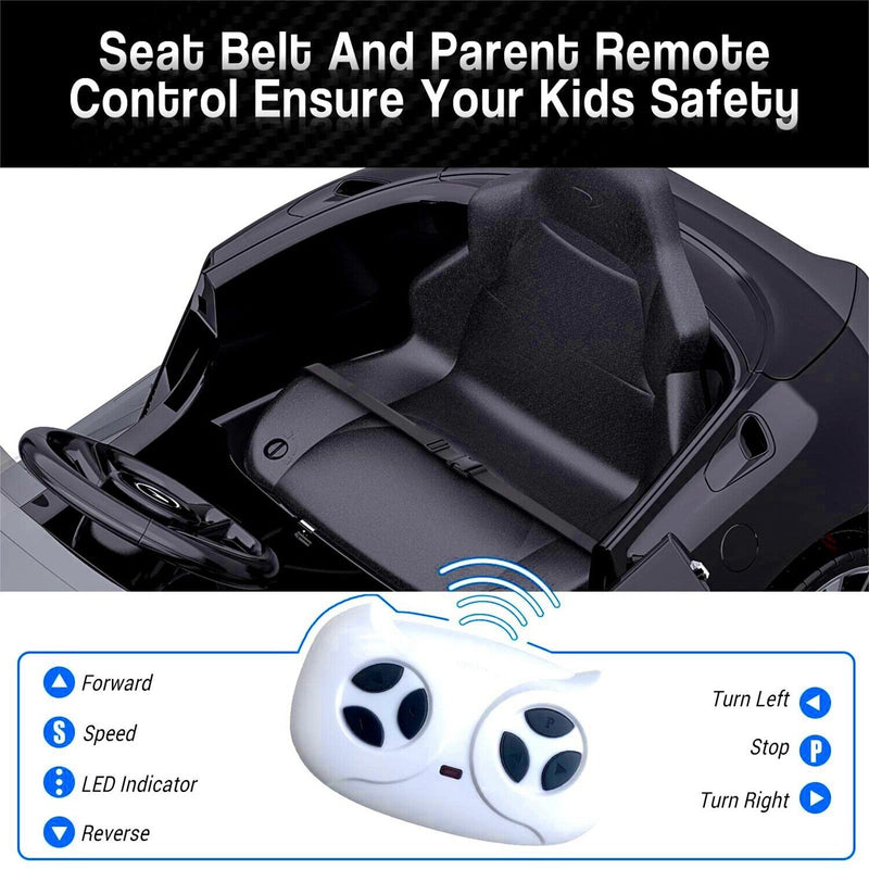 Load image into Gallery viewer, 12V Battery Powered Sports Car for Kids with LED Headlights - Black
