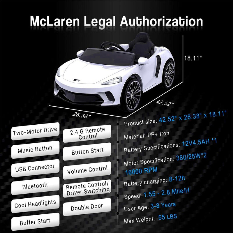 Load image into Gallery viewer, 12V Battery Powered Sports Car for Kids with LED Headlights and 2 Speeds - White
