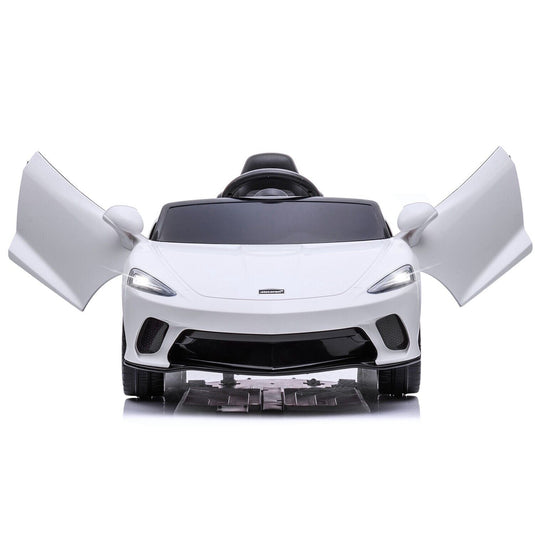 12V Battery Powered Sports Car for Kids with LED Headlights and 2 Speeds - White