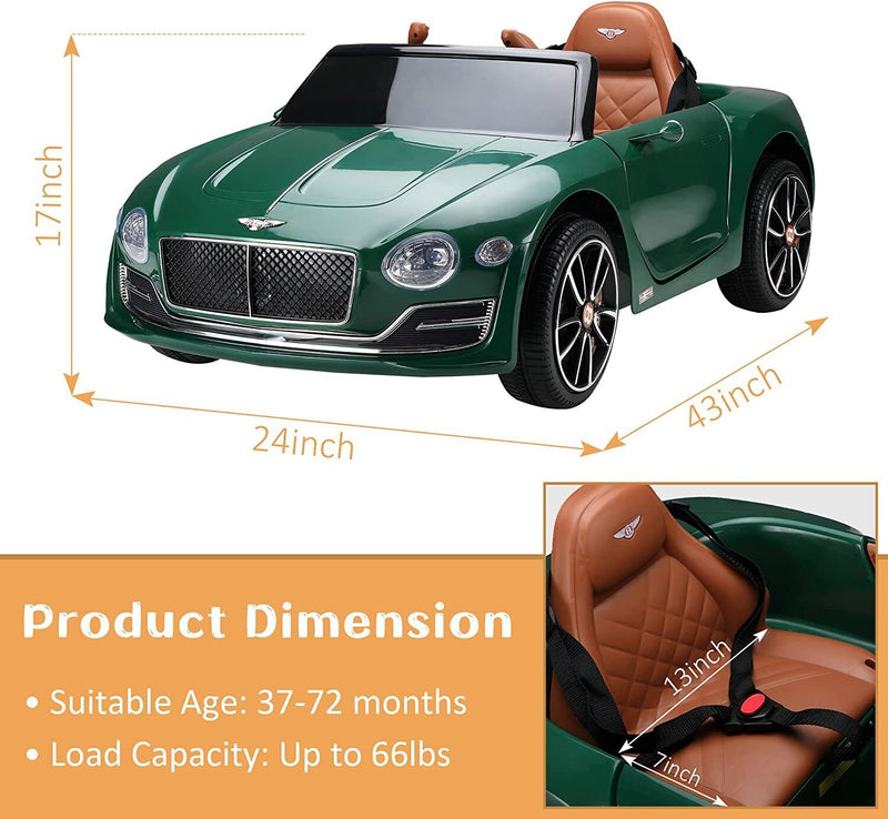 Load image into Gallery viewer, Licensed Bentley Style 12V Electric Ride-On Car with Remote Control and LED Lights - Green
