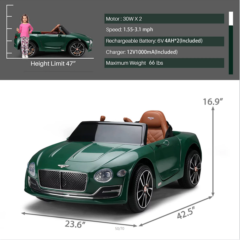 Load image into Gallery viewer, 12V Electric Bentley Style Ride On Car for Kids with Remote Control and AUX
