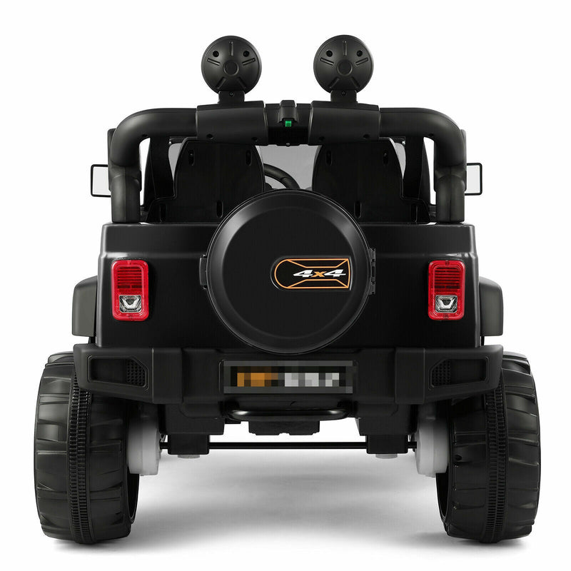 Load image into Gallery viewer, 12V Black Kids Ride-On Truck with MP3, LED Lights, Remote Control, and Cover

