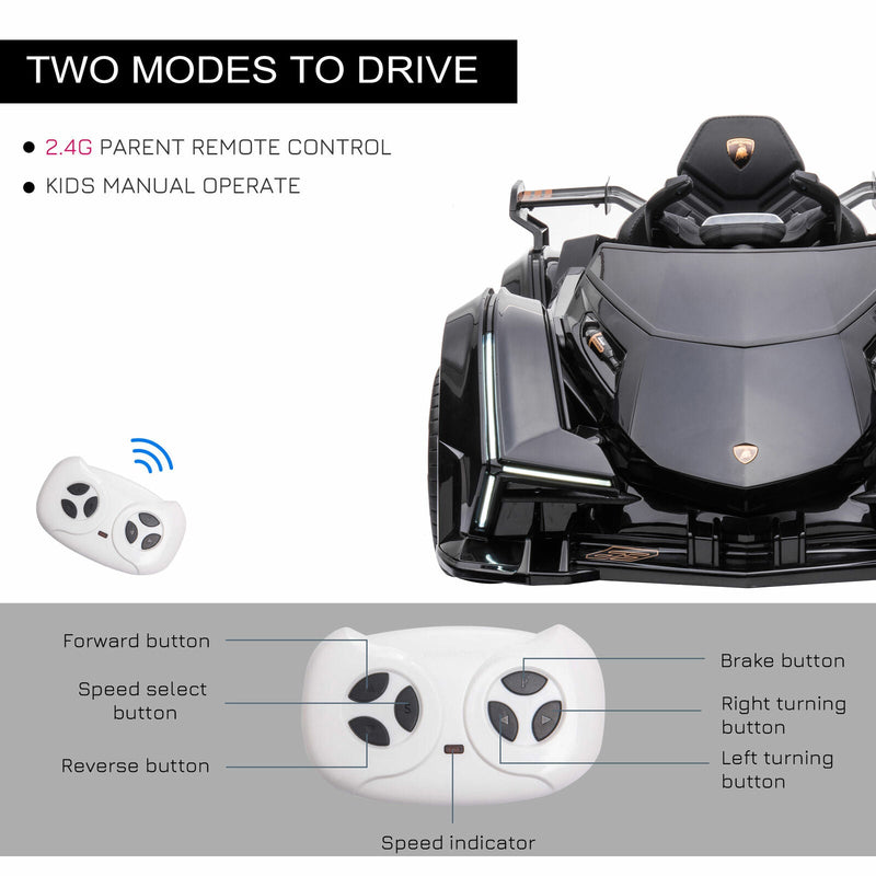 Load image into Gallery viewer, 12V Black Lamborghini GT Kids Ride-On Sports Car with Remote Control

