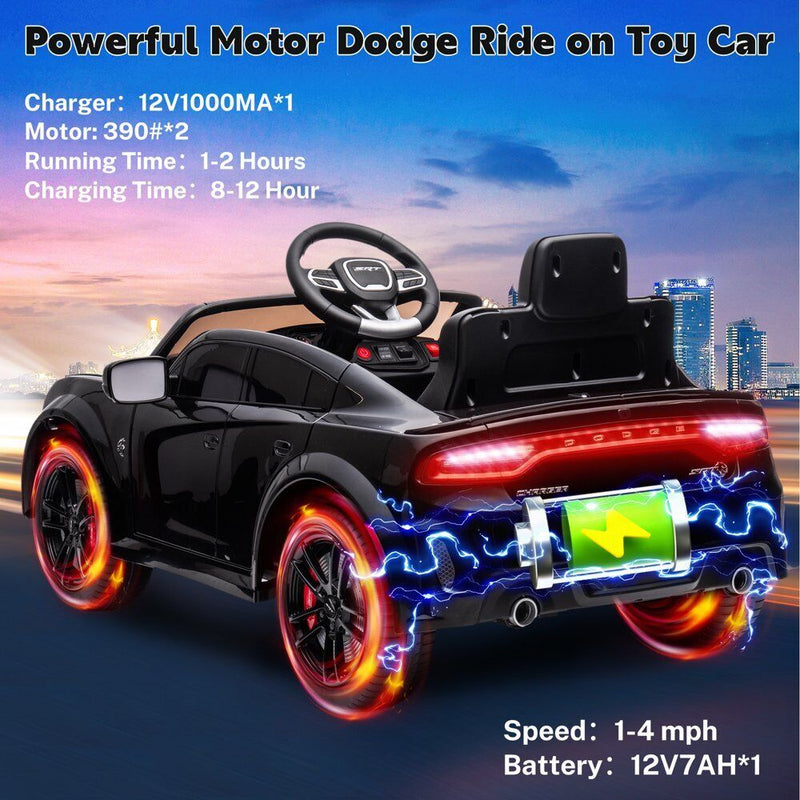 Load image into Gallery viewer, 12V Dodge Charger SRT Hellcat Ride-On Toy with Remote Control, MP3, and LED Lights for Kids
