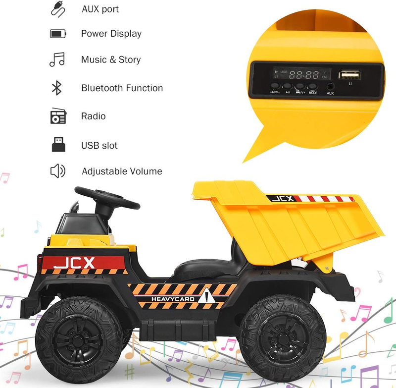 Load image into Gallery viewer, 12V Dump Truck Ride-On with Remote Control, Music, Horn, USB, and AUX
