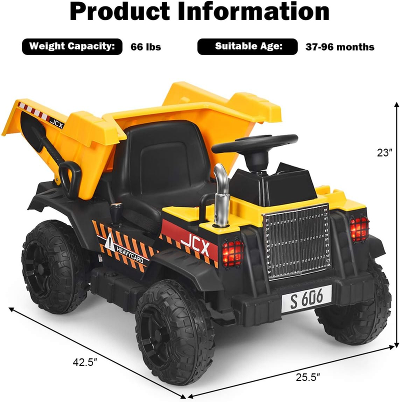 Load image into Gallery viewer, 12V Dump Truck Ride-On with Remote Control, Music, Horn, USB, and AUX
