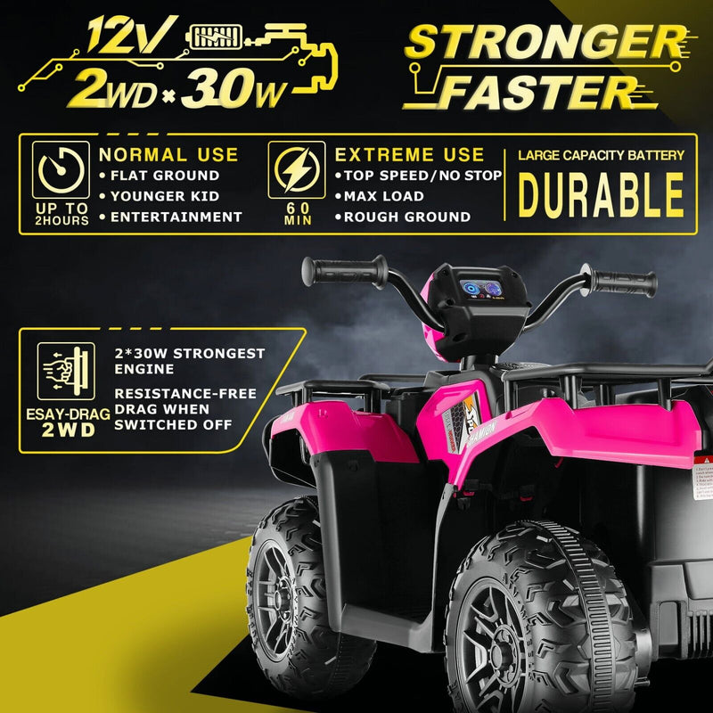 Load image into Gallery viewer, Electric 4-Wheeler Quad for Kids with 12V Battery and Dual 30W Motors
