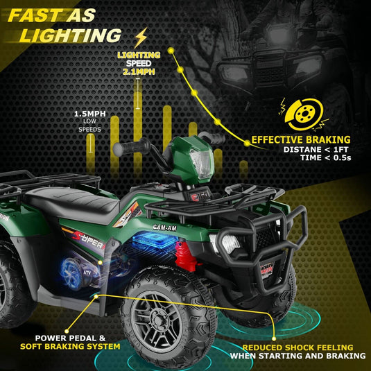 Electric 4-Wheeler Quad for Kids with 12V Battery and Dual 30W Motors