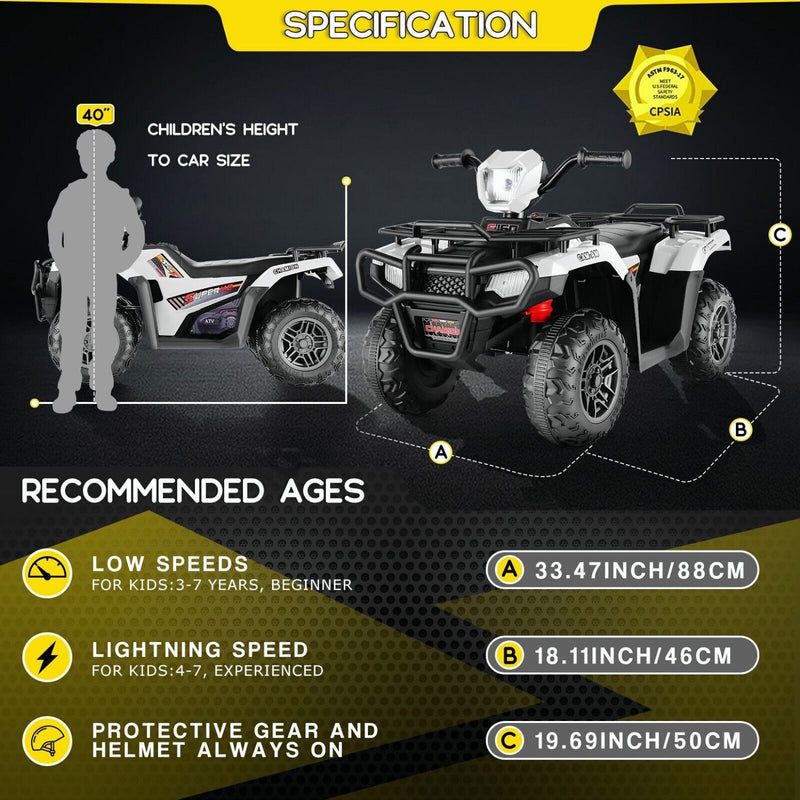 Load image into Gallery viewer, Electric 4-Wheeler Quad for Kids with 12V Battery and Dual 30W Motors
