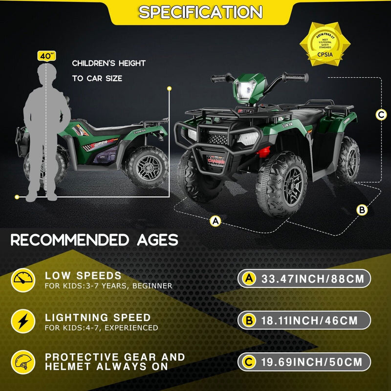 Load image into Gallery viewer, 12V Battery Powered Electric ATV Quad Ride-On Car for Kids - Fun and Adventure on Wheels!
