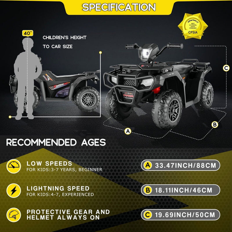 Load image into Gallery viewer, 12V Battery Powered Electric ATV Quad Ride-On Car for Kids - Fun and Adventure on Wheels!
