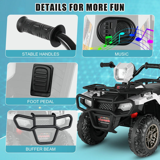 12V Electric ATV Ride-On Toy Car with USB/MP3 for Kids Ages 3-6