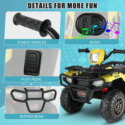12V Electric ATV Ride-On Toy Car with USB/MP3 for Kids Ages 3-6