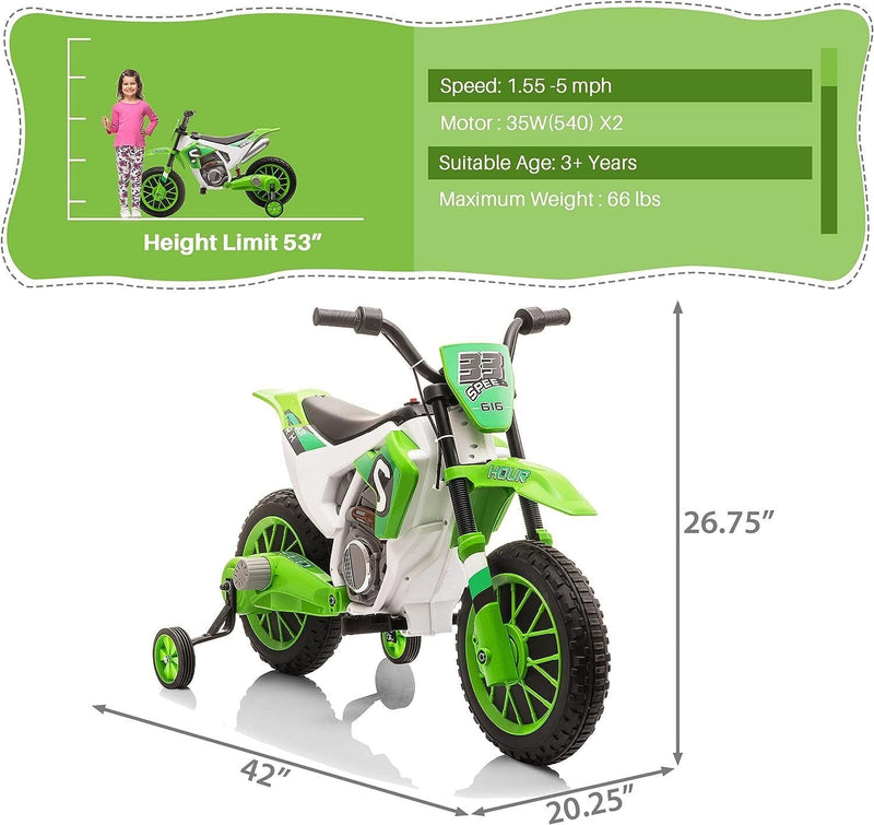 Load image into Gallery viewer, 12V Electric Dirt Bike Ride-On Toy for Kids - Battery Powered Motorbike
