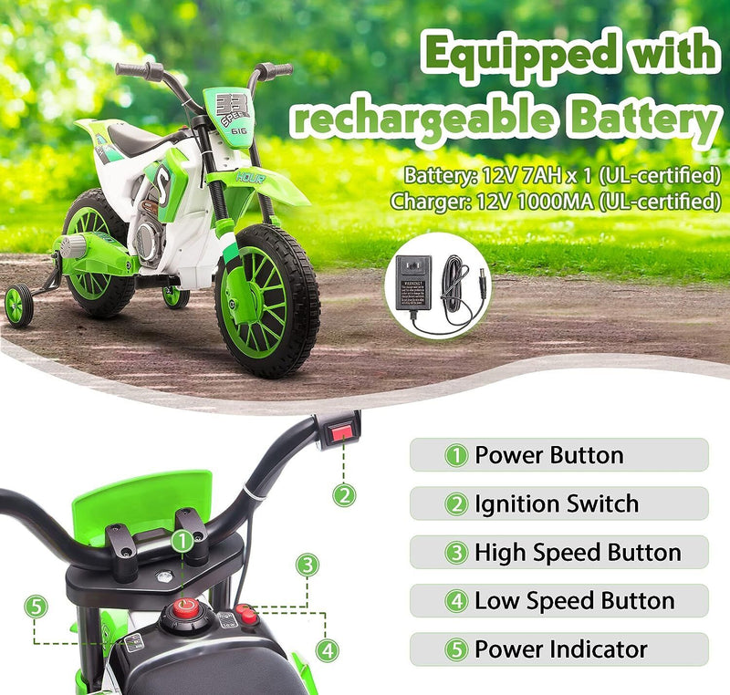 Load image into Gallery viewer, 12V Electric Dirt Bike Ride-On Toy for Kids - Battery Powered Motorbike
