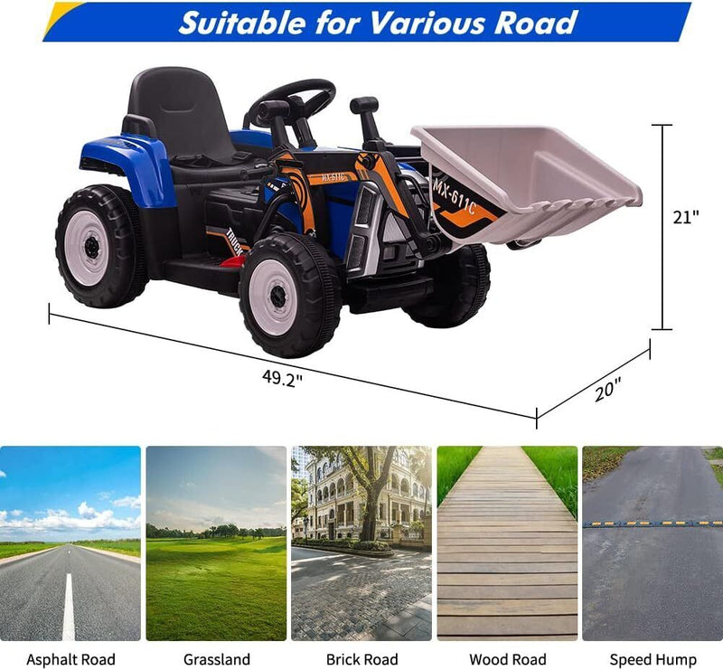 Load image into Gallery viewer, 12V Electric Excavator Ride-On Toy with Remote Control, Music, and Bluetooth for Kids
