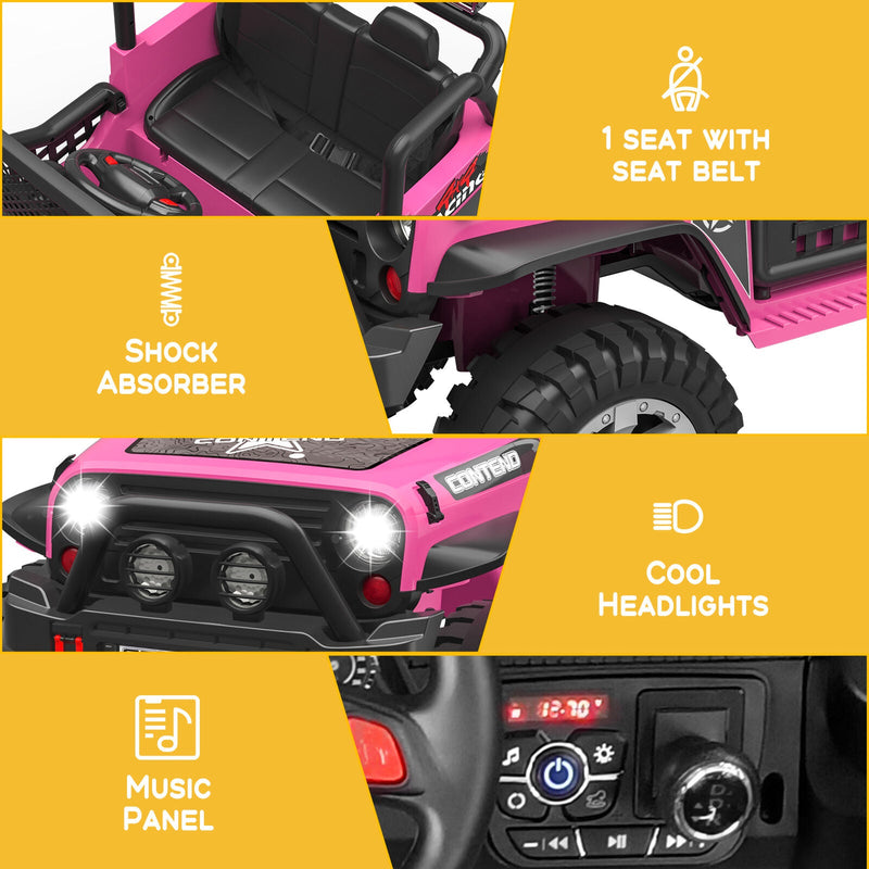 Load image into Gallery viewer, 12V Electric Jeep Toy Car for Kids with LED Lights, MP3 Player, and Remote Control - Perfect Gift for Boys and Girls
