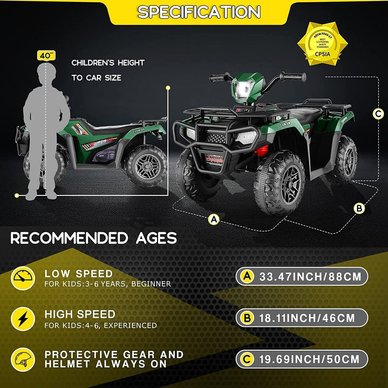 Load image into Gallery viewer, Electric 4-Wheeler ATV Quad for Kids with LED Lights, USB and MP3 Player - Perfect Gift for Boys and Girls
