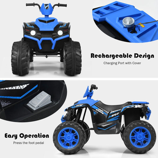 12V Electric Kids Quad ATV Ride On Car with LED Lights - The Perfect Ride for Your Little One!