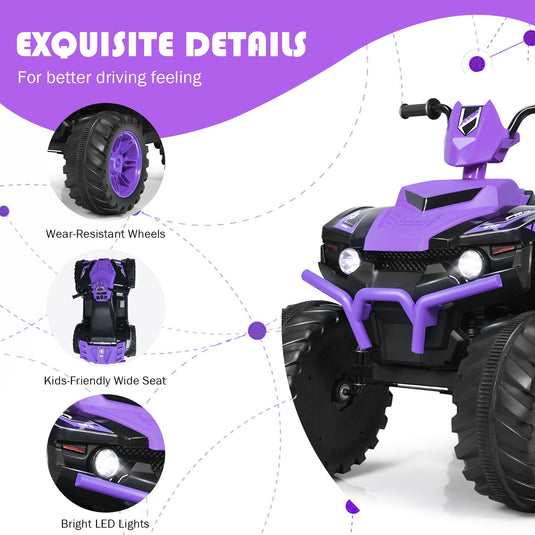 12V Electric Kids Quad ATV Ride On Car with LED Lights - The Perfect Ride for Your Little One!