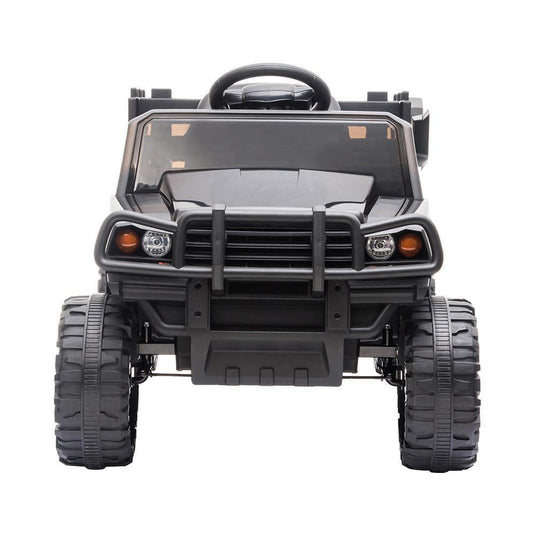 12V Electric Kids Ride On Car Truck with Music, Lights, and Fun Trailer - Black