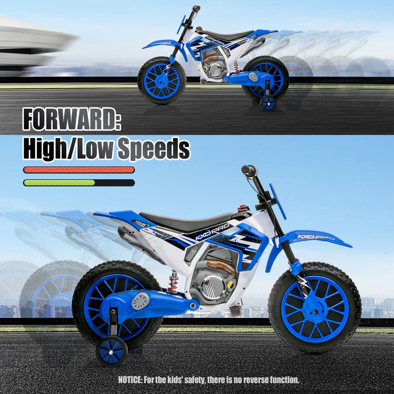 Load image into Gallery viewer, 12V Blue Kids Ride On Motorcycle with Training Wheels - Electric Motorbike for Young Riders
