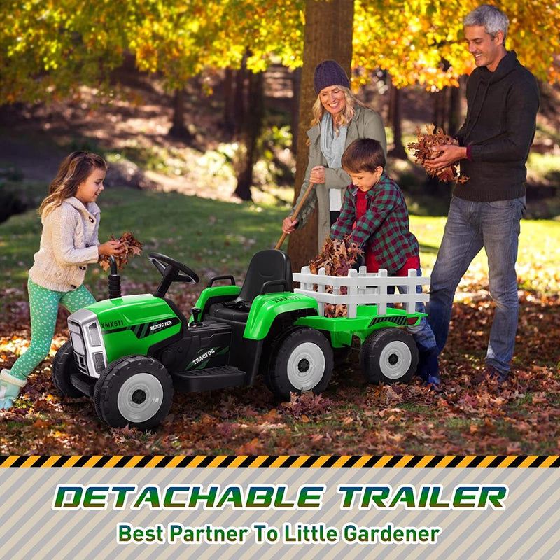 Load image into Gallery viewer, 12V Electric Kids Ride On Tractor with Trailer - Battery Powered Car Toy for Christmas

