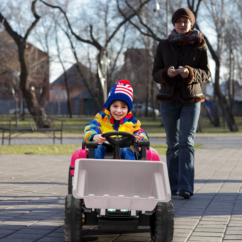 Load image into Gallery viewer, 12V Electric Pink Excavator Digger Tractor with RC Control and Digging Bucket for Kids
