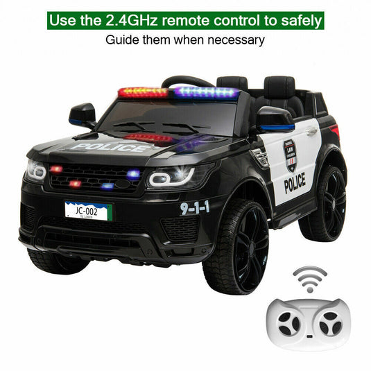 12V Electric Police Car Ride-On SUV for Kids with Music, Lights, Horn, and Remote Control