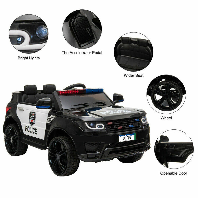 Load image into Gallery viewer, 12V Electric Police Car Ride-On SUV for Kids with Music, Lights, Horn, and Remote Control
